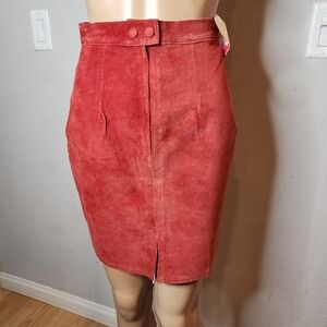 NWT Vintage Don't Stop Red Genuine Leather Skirt Size 4 XS Deadstock